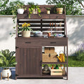 65-Inch Wooden Garden Potting Bench with 5 Drawers