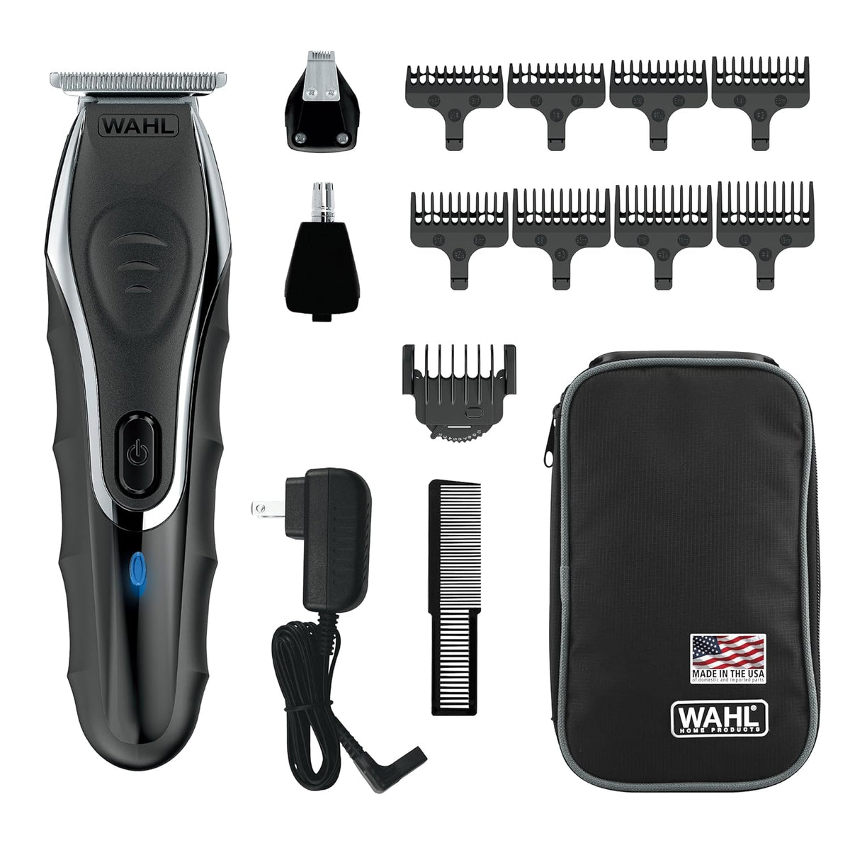 Wahl Aqua Blade® Rechargeable Wet/Dry Lithium-Ion Deluxe Beard Trimmer for Men Interchangeable Heads for Detailing, Hair, Mustache and Body Grooming Model 9899-100