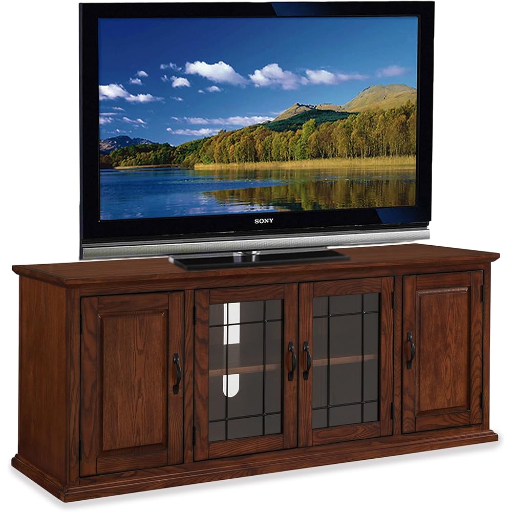 Leick Home 80360 Leaded Glass Wood TV Stand for 65-Inch TVs