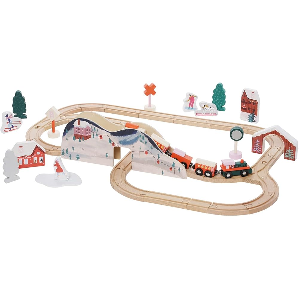 Manhattan Toy Alpine Express 49-Piece Wooden Toy Train Set