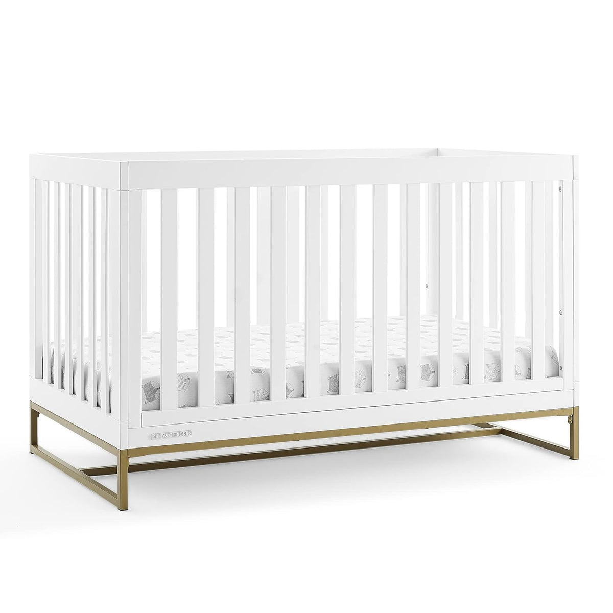 Delta Children Jade 4-in-1 Convertible Baby Crib (Bianca White, Bronze)