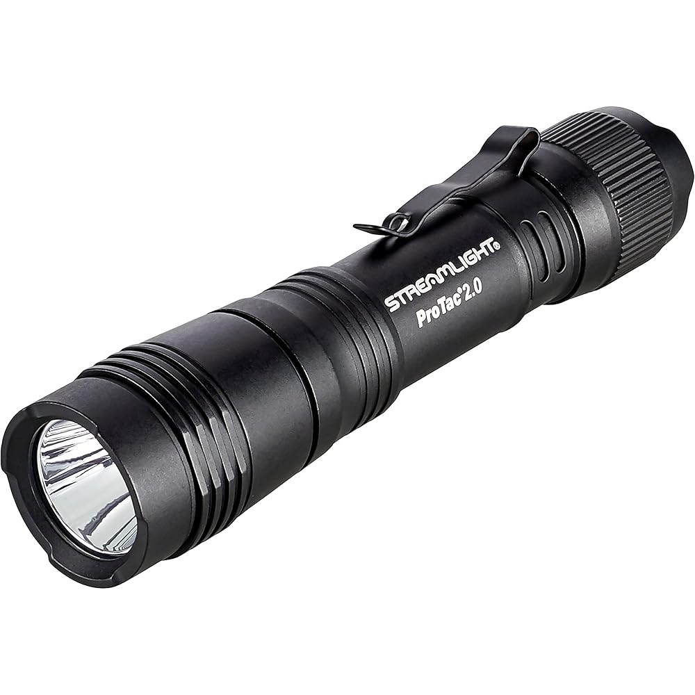 Streamlight 89000 ProTac 2.0 2000-Lumen 17300 Candela Rechargeable Tactical LED Flashlight with USB C Cable, and Holster, Box, Black
