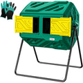 Werph Compost Bin, Outdoor Composter, Fast Assembly 43 Gallon Dual Chamber Outdoor Compost Tumbler, Heavy Duty Tumbling Rotating Composter for Patio, Garden,Yard, Green, Easy Setup, Gloves Included