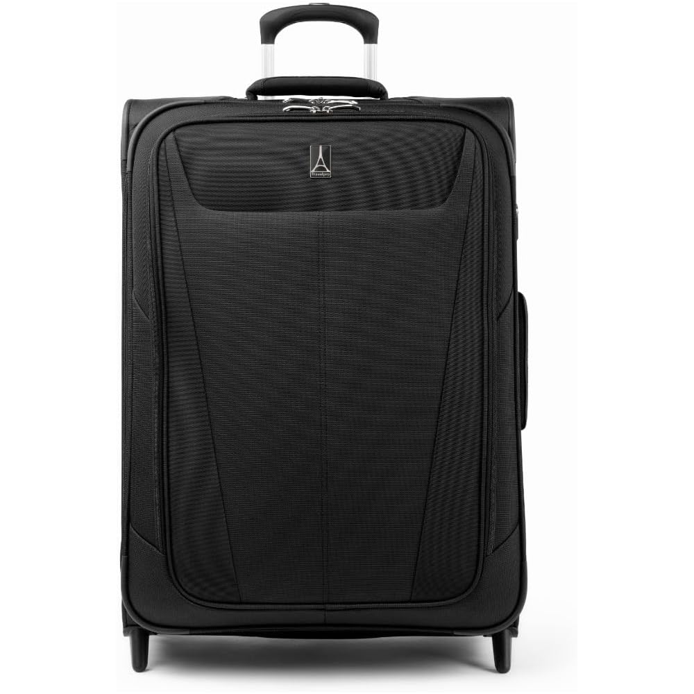 | Travelpro Maxlite 5 Softside Expandable Upright 2 Wheel Checked Luggage, Lightweight Suitcase, Men and Women, Black, Checked Medium 26-Inch | Carry-Ons