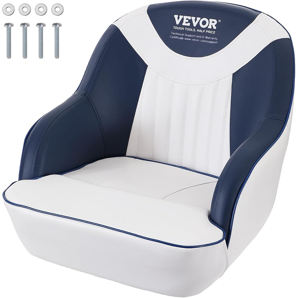 Premium Boat Captain Bucket Seat with Curved Armrests