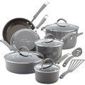 Rachael Ray 16802 Rachael Ray Cucina Nonstick Cookware Pots and Pans Set, 12 Piece, Sea Salt Gray