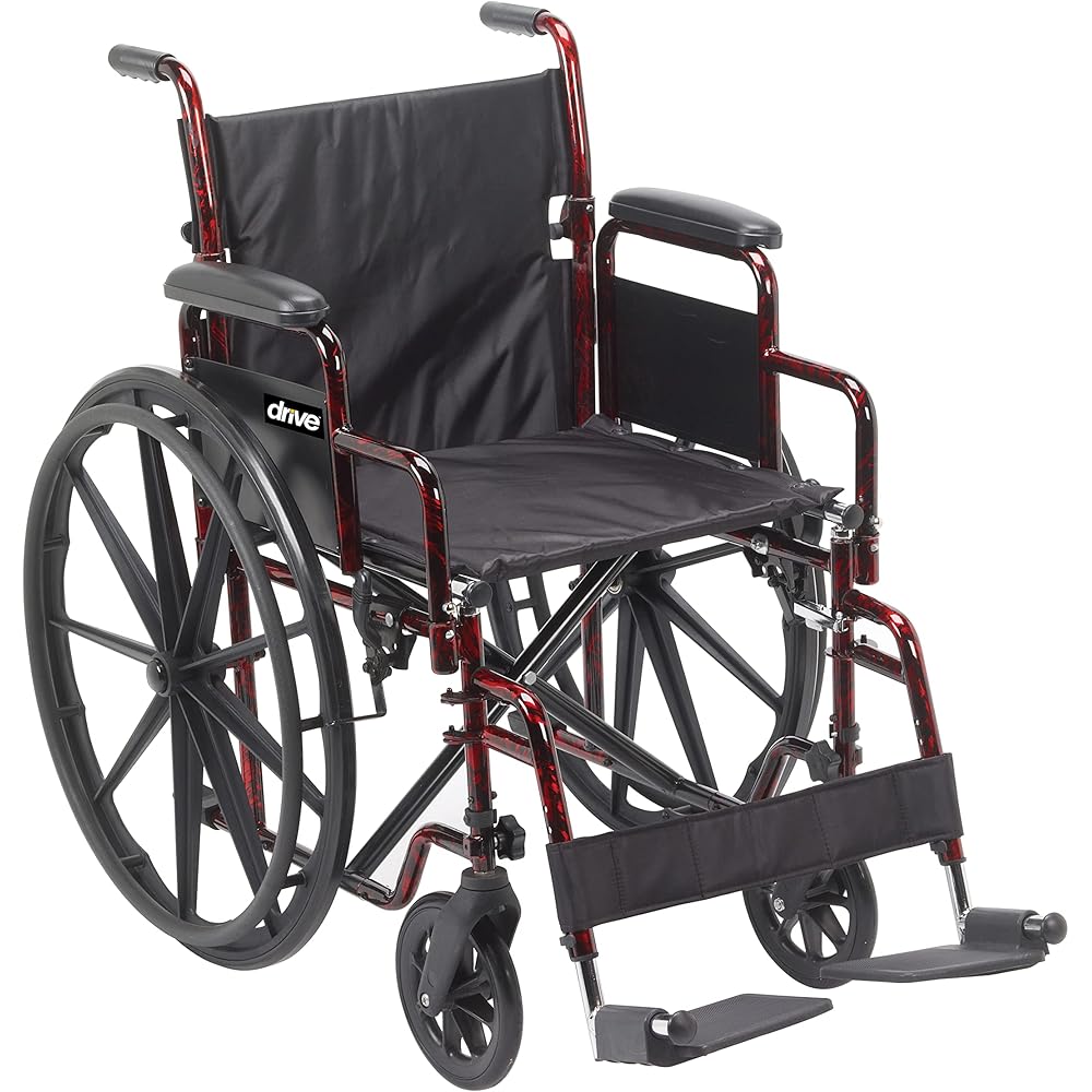 Drive Medical Rebel Lightweight Manual Wheelchair (Red)