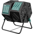 EAST OAK Dual Chamber Outdoor Compost Tumbler, 2 × 18.5 Gallon Compost Bin, Rotating Composter with Aeration and Locking System for Garden, Kitchen, Yard