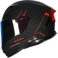 HAX Force Aerodynamic Full Face Helmet for Street &amp; E-Bikes DOT &amp; ECE Certified Enhanced Dual Visor, Adult Size, Pinlock Ready Matte Black Red M
