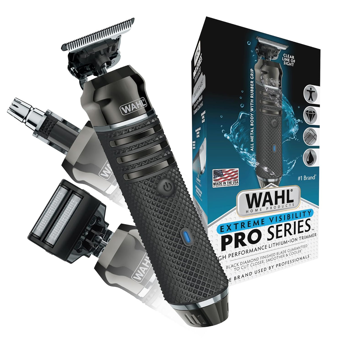 Wahl USA Pro Series High Visibility Skeleton Style Trimmer, Lithium-Ion Cordless USB Rechargeable All in One Shaving &amp; Close Cutting Beard Trimmer for Men with Near Zero Gap Blade – 3026018