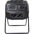 MaxWorks 80699 Compost Bin Tumbler for Garden and Outdoor, 42 Gallon Capacity with 2 Chambers Dual Rotating Composting Tumbler , Black