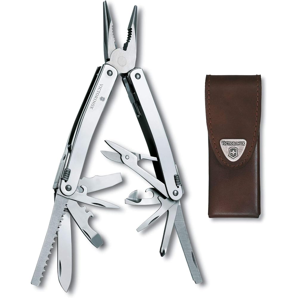 Victorinox Swiss Tool Spirit X Swiss Army Knife, 24 Function Swiss Made Multi-Tool with Needle-Nose Pliers, Wire Cutters and Large Blade Silver