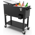 Permasteel 80-Quart Rolling Party Cooler Ice Chest with Divider (Matte Black)