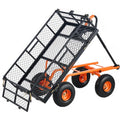 VEVOR 880lbs Steel Garden Dump Cart Utility Wagon, Heavy Duty Yard Dump Wagon Cart with Removable Sides, Pullable Handle, Utility Liner, 10in All Terrain Wheels
