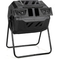 Goplus Compost Bin, 43 Gallon Rotating Composter, Outdoor Dual Chamber Tumbling Compost Barrel with Sliding Door, Gloves, Compost Tumbler for Outdoor, Garden, Yard (Black)