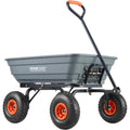 VEVOR 4 Cu.Ft. 600lbs Poly Garden Cart Dump Wagon, Heavy Duty 4 Wheel Wheelbarrow Yard Cart Dump Wagon with 10in All Terrain Wheels, Steel Frame and Quick Release System