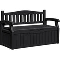 Greesum 80 Gallon Outdoor Storage Bench, Resin Patio Furniture with Armrest,Waterproof and UV-Resistant, Perfect to Garden, Poolside and Lawn, Dark Black