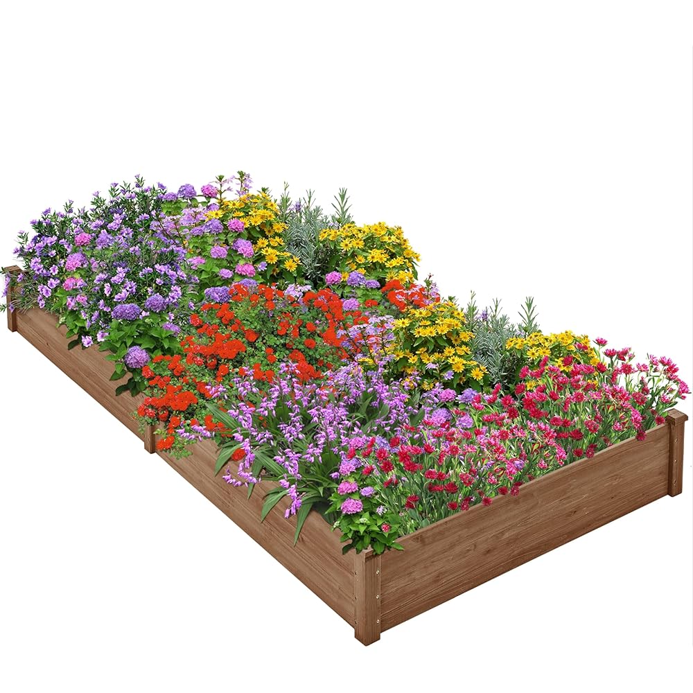8x4-Foot Divisible Wooden Raised Garden Bed (Dark Brown)