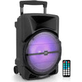 Pyle Wireless Portable PA Speaker System1200W High Powered Bluetooth Compatible Indoor&amp;Outdoor DJ Sound Stereo Loudspeaker wITH USB MP3 AUX 3.5mm Input, Flashing Party Light &amp; FM RadioPPHP1544B