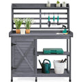Yaheetech Large Outdoor Wooden Potting Bench with Storage Cabinet (Gray)