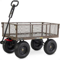 Gorilla Carts Steel Utility Wagon w/Removable Side Panels, 1200 lb Capacity, Gray Outdoor Flatbed Cart with 39.45" x 22" Metal Mesh Bed and All-Terrain Wheels for Garden, Lawn &amp; Landscaping