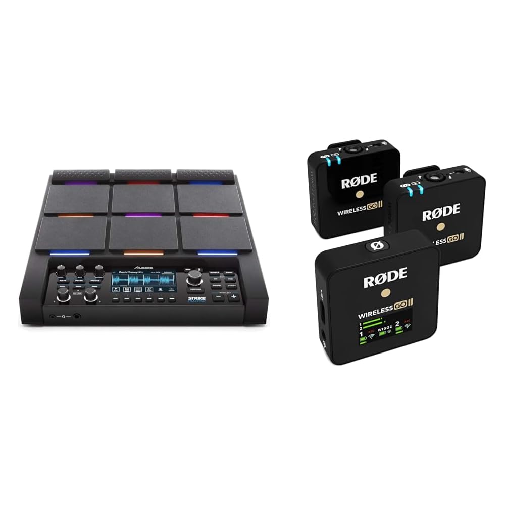 Alesis Strike Multipad 9-Pad Percussion Instrument with Sampler &amp; RØDE Wireless Go II Dual Channel Wireless System with Built-in Microphones