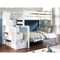 Bedz King Stairway Twin-over-Full Wooden Bunk Bed with Drawers