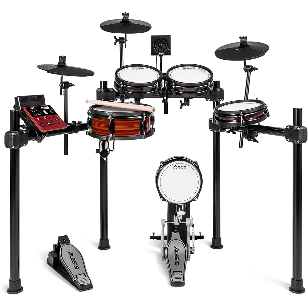 Alesis Nitro Pro and Amp Electric Drum Set with Dual-Zone Mesh Pads, Bluetooth, USB MIDI, and 70W Rack-Mountable Drum Amplifier