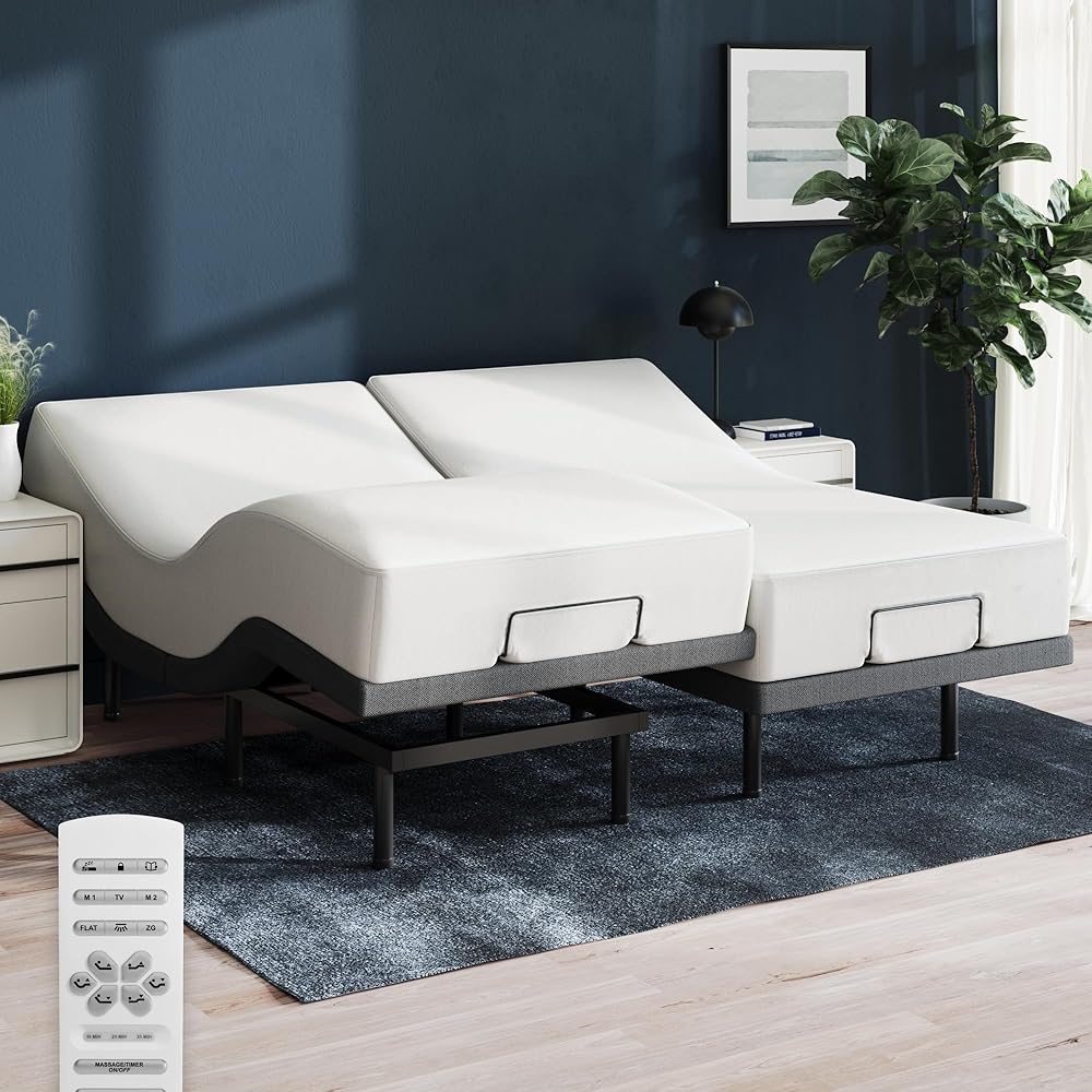 Nectar Twin XL Adjustable Base &amp; 13” Premier Mattress Head &amp; Foot Incline Medium Firm Gel Memory Foam Dual Action Cooling Wireless Remote 3 Massage Settings 365-Night Mattress Trial