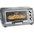 Hamilton Beach Air Fryer Toaster Oven Combo with Large Capacity, Fits 6 Slices or 12” Pizza, 4 Cooking Functions for Convection, Bake, Broil, Roll-Top Door, Easy Reach Sure-Crisp, Stainless Steel