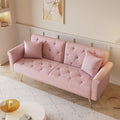 KEIKI 70-Inch Folding Velvet Futon Loveseat Sofa Bed (Pink)