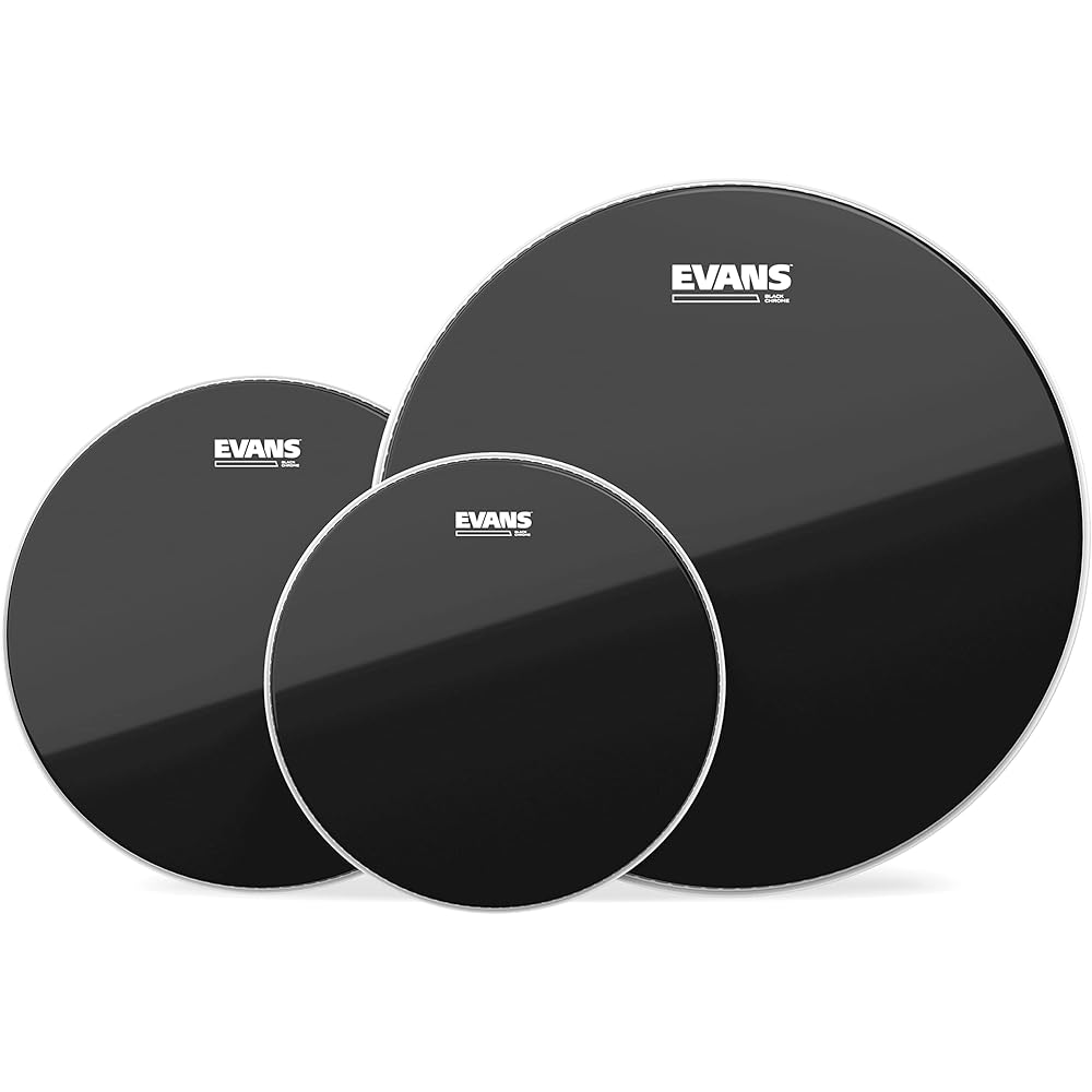 Evans Black Chrome Rock Tompack Drum Heads Set (10, 12, 16-Inch)