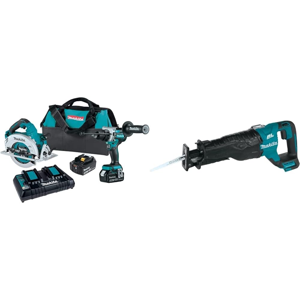 Makita XT290PT 18V LXT Brushless Cordless 2-Pc Combo Kit (5.0Ah) with XRJ05Z 18V LXT Lithium-Ion Brushless Cordless Recipro Saw