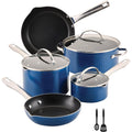 Farberware Style Nonstick Cookware Pots and Pans Set with Cooking Utensils, Dishwasher Safe, 10 Piece Blue