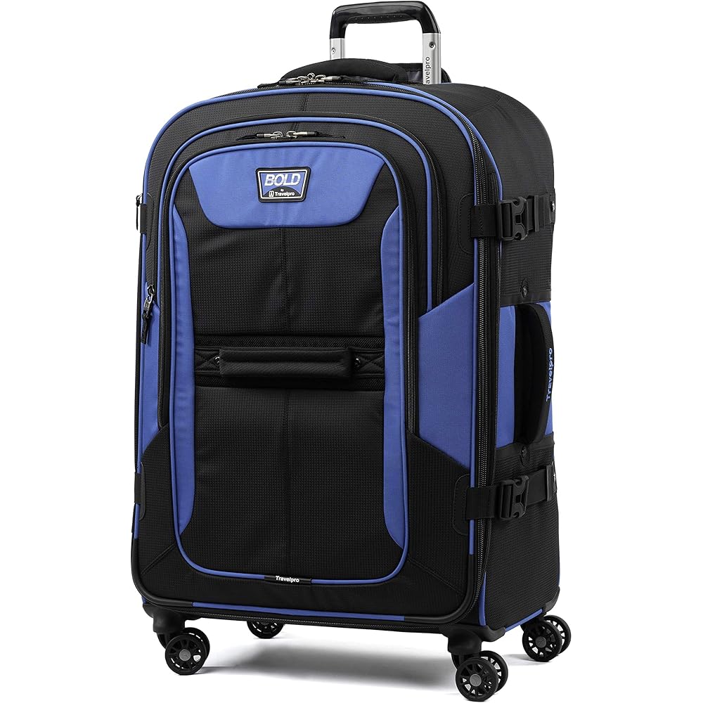 | Travelpro Bold Softside Expandable Check in Spinner Luggage, Check in 26-Inch, Blue/Black | Carry-Ons