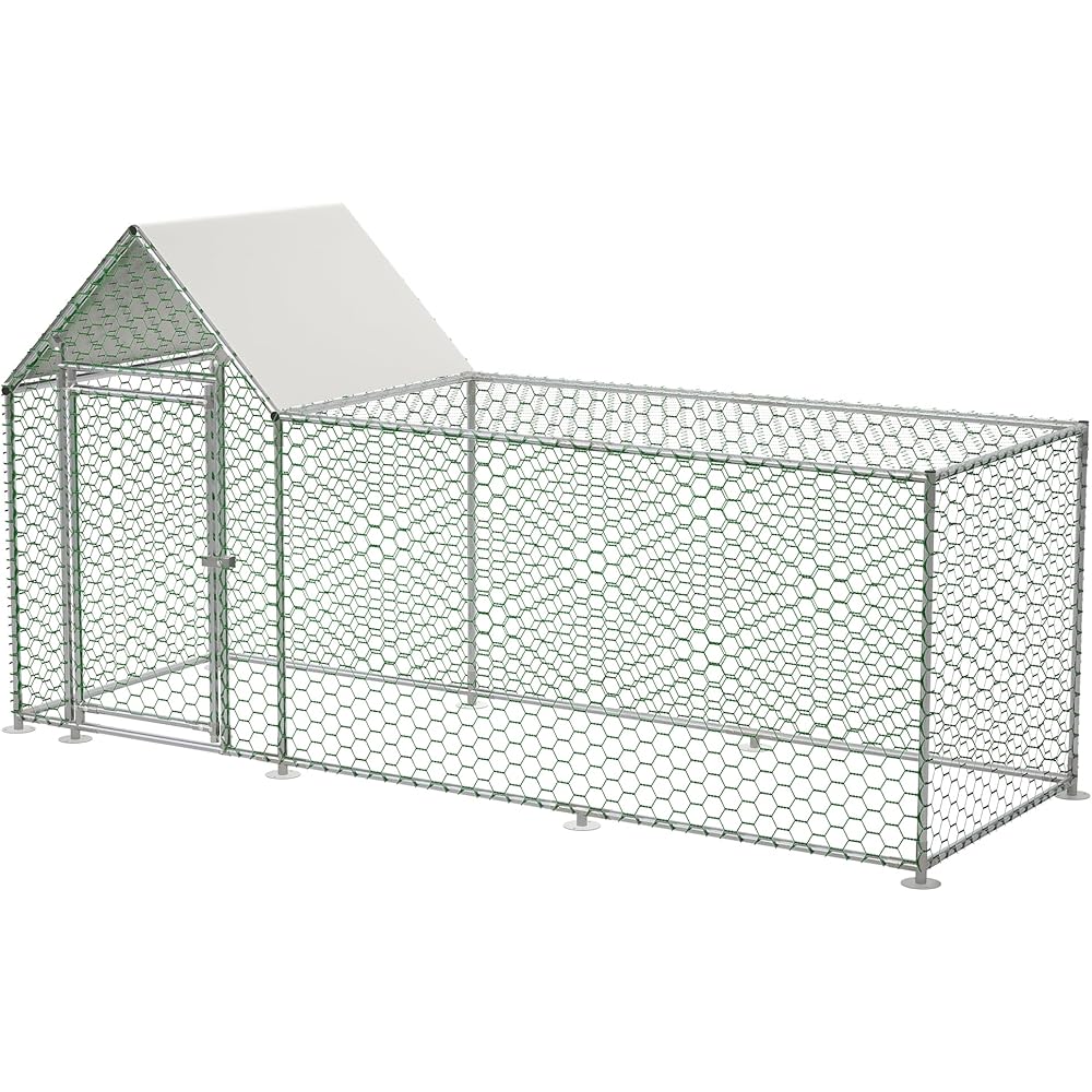 Large Walk-In Metal Chicken Coop and Poultry Cage (10x3x5-Foot)
