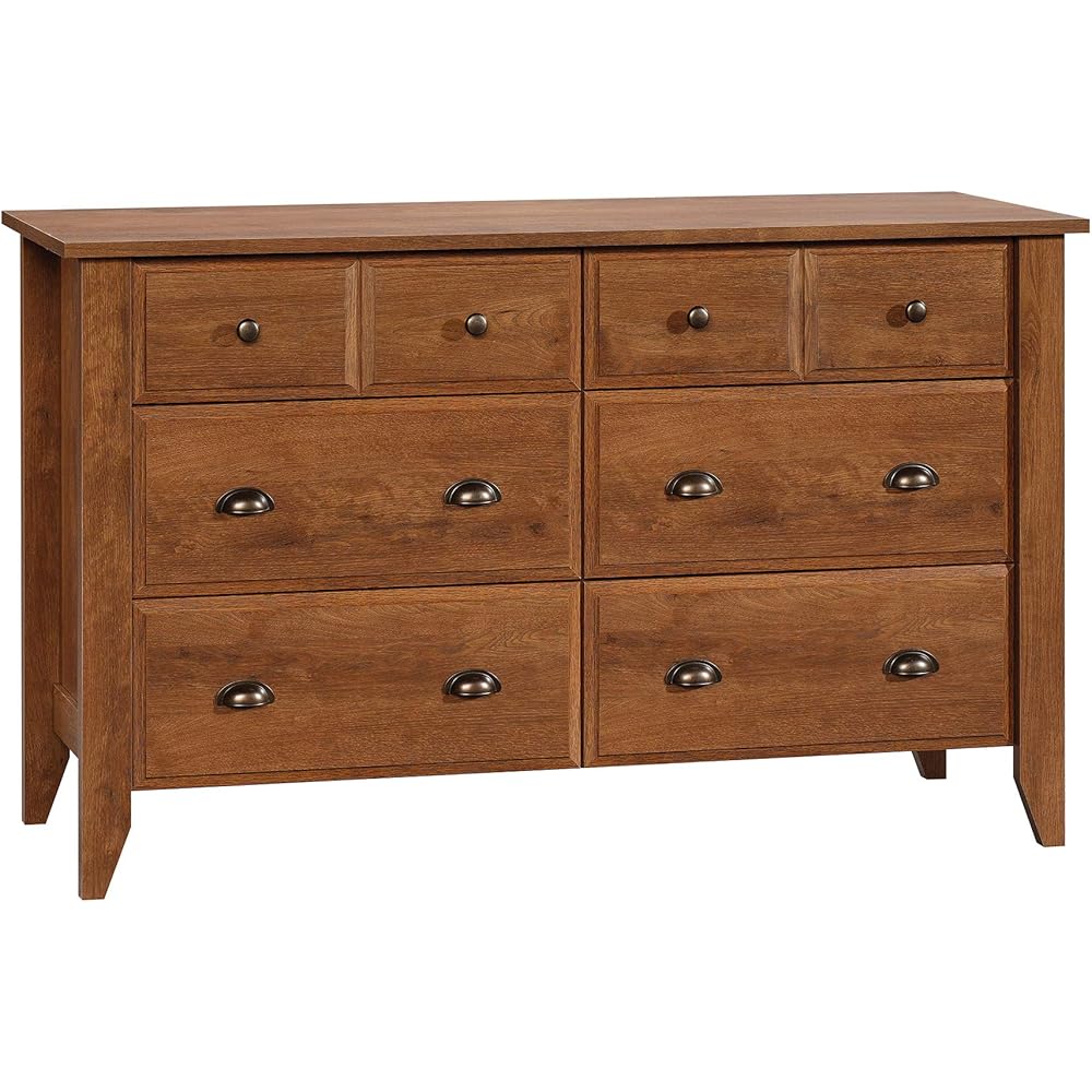 Sauder Shoal Creek 6 Bedroom Dresser Chest of Drawers, L60.0" x W16.73" x H35.04, Oiled Oak