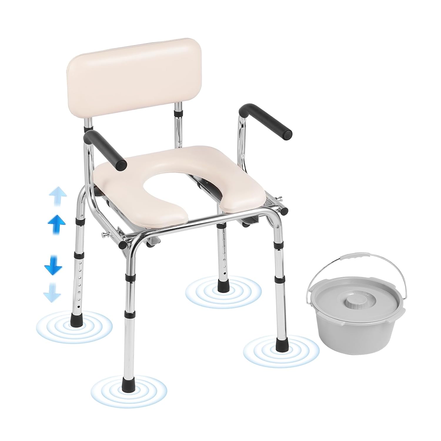 Vevor Bedside Commode Chair with Padded Seat and Drop-Down Arms