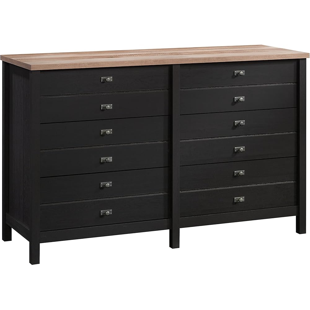 Sauder Cottage Road 6-Drawer Bedroom Dresser, Raven Oak Finish